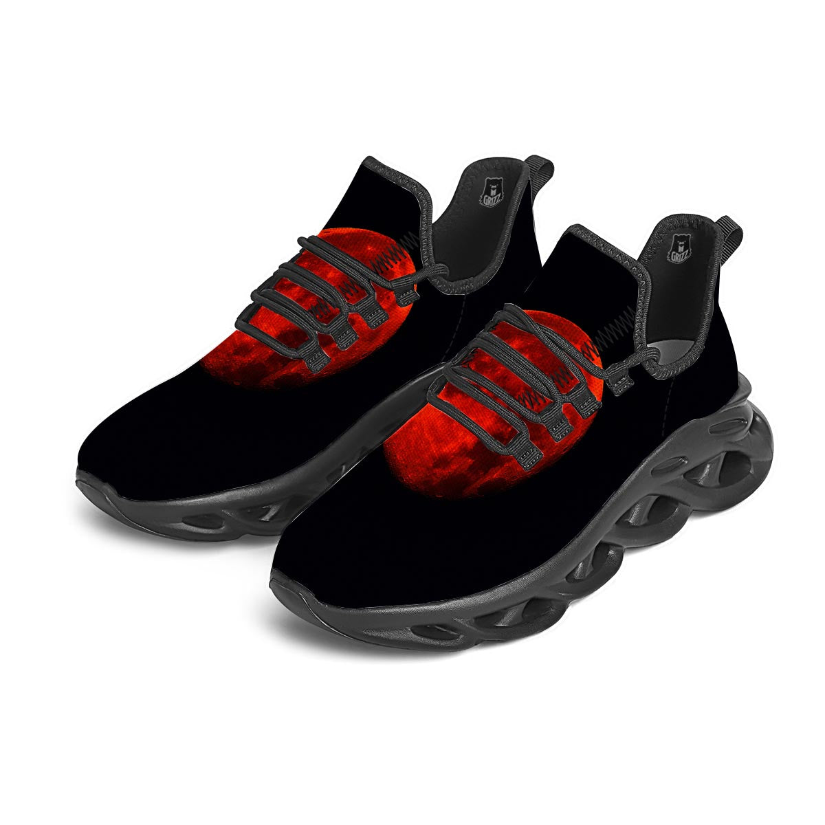 Lunar Eclipse Super Blood Moon Print Black Running Shoes-grizzshop