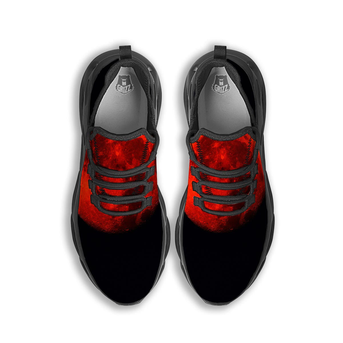 Lunar Eclipse Super Blood Moon Print Black Running Shoes-grizzshop