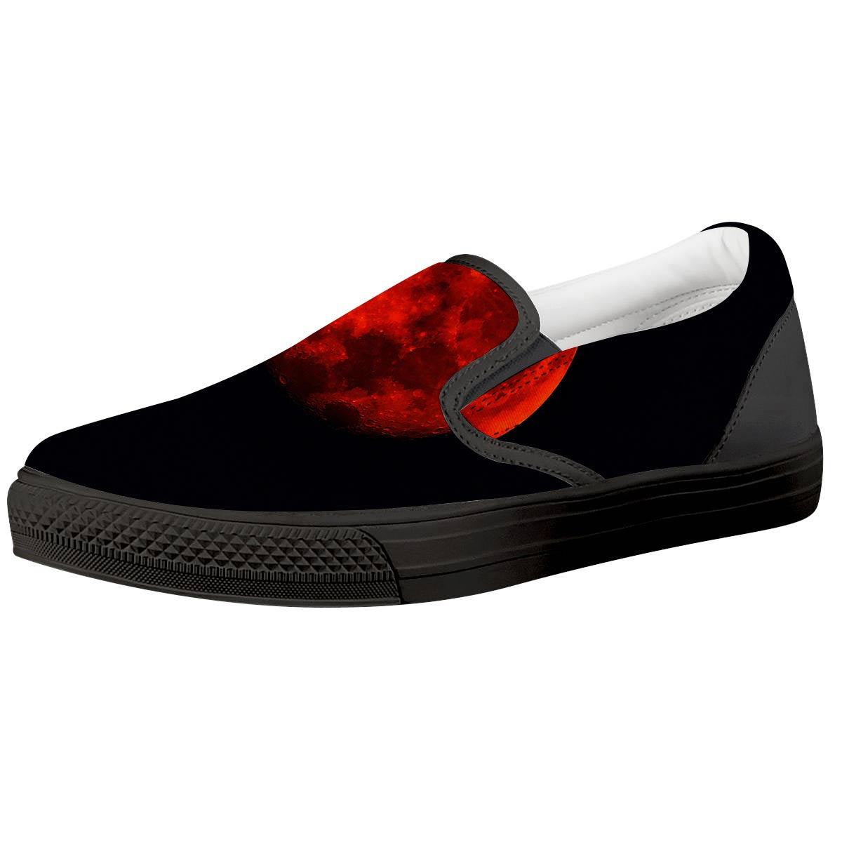 Lunar Eclipse Super Blood Moon Print Black Slip On Shoes-grizzshop