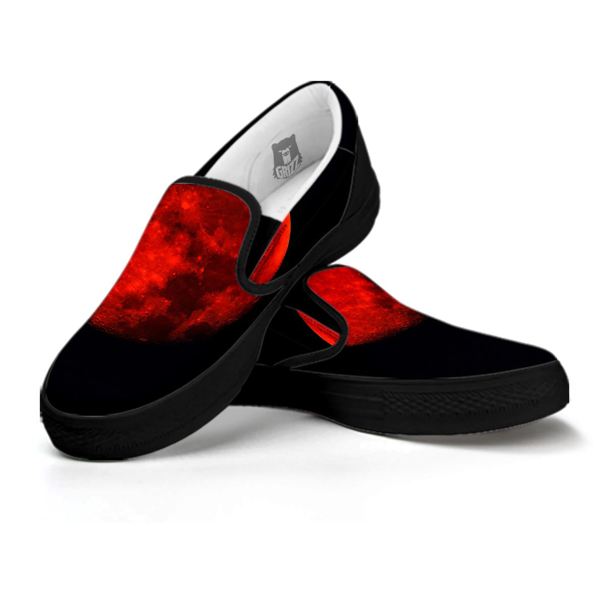 Lunar Eclipse Super Blood Moon Print Black Slip On Shoes-grizzshop