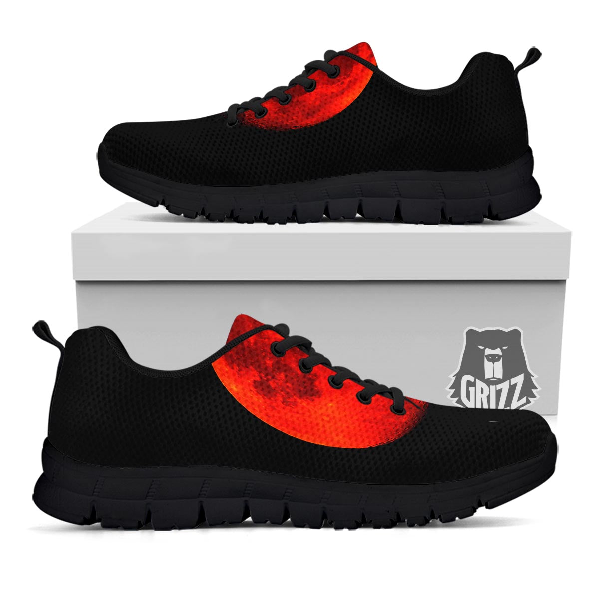 Lunar Eclipse Super Blood Moon Print Black Sneaker-grizzshop