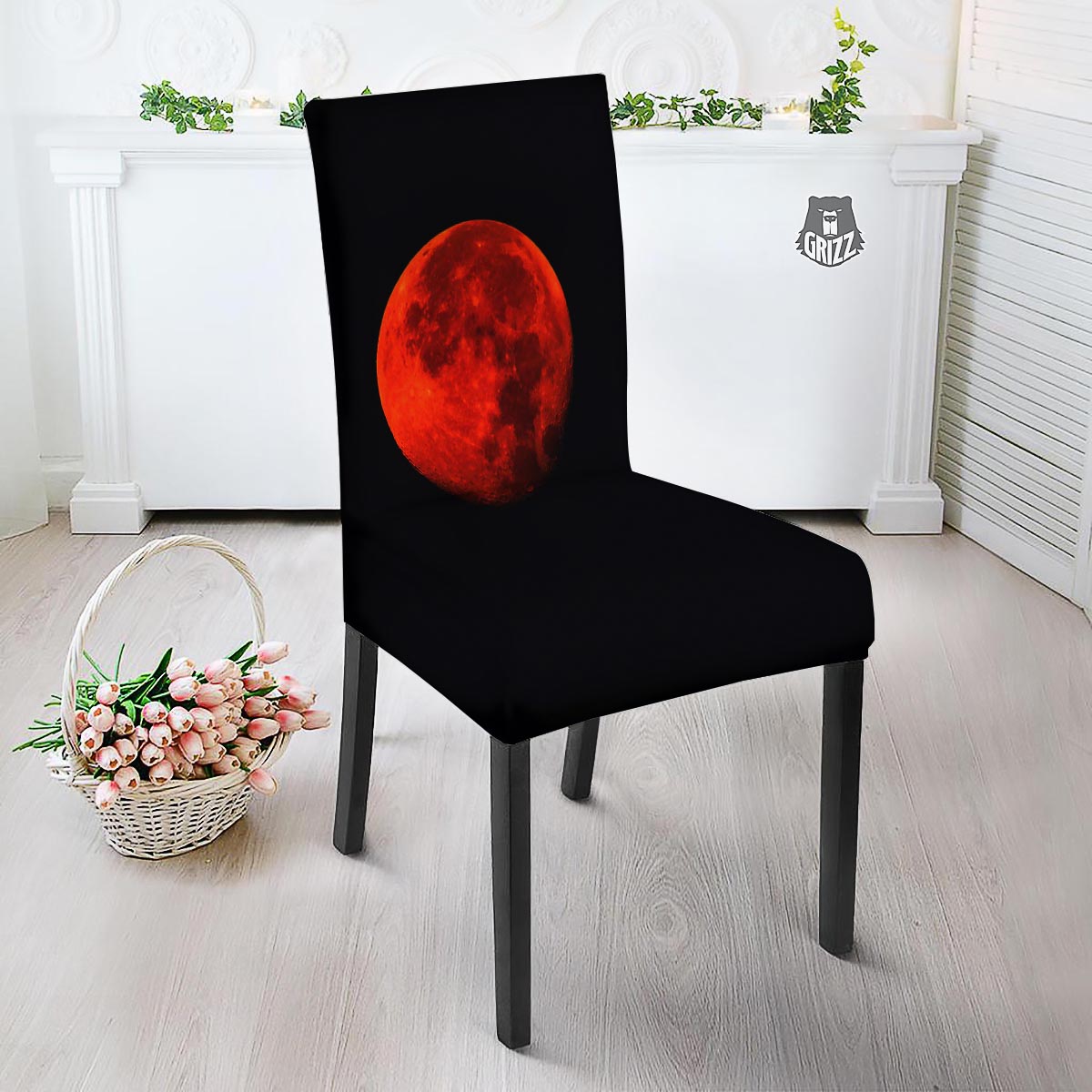 Lunar Eclipse Super Blood Moon Print Dining Chair Slipcover-grizzshop