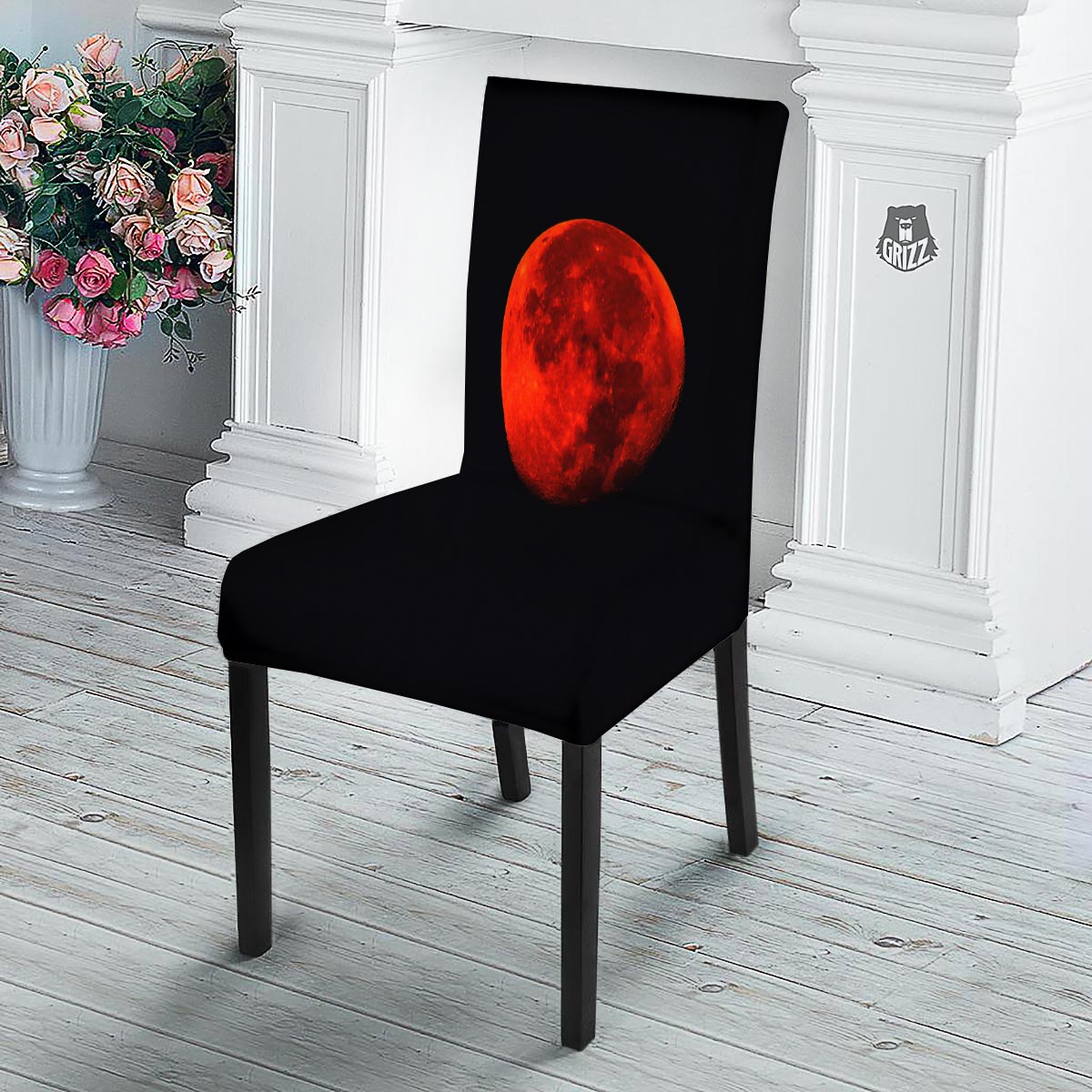 Lunar Eclipse Super Blood Moon Print Dining Chair Slipcover-grizzshop