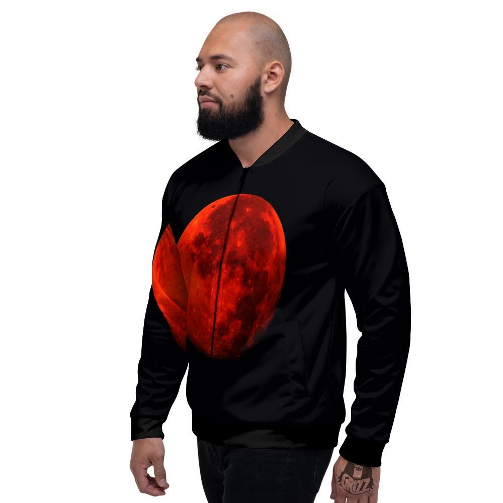 Lunar Eclipse Super Blood Moon Print Men's Bomber Jacket-grizzshop
