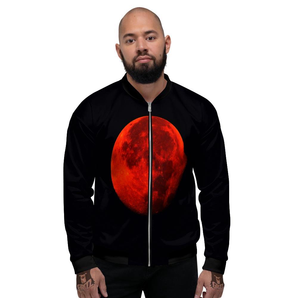 Lunar Eclipse Super Blood Moon Print Men's Bomber Jacket-grizzshop