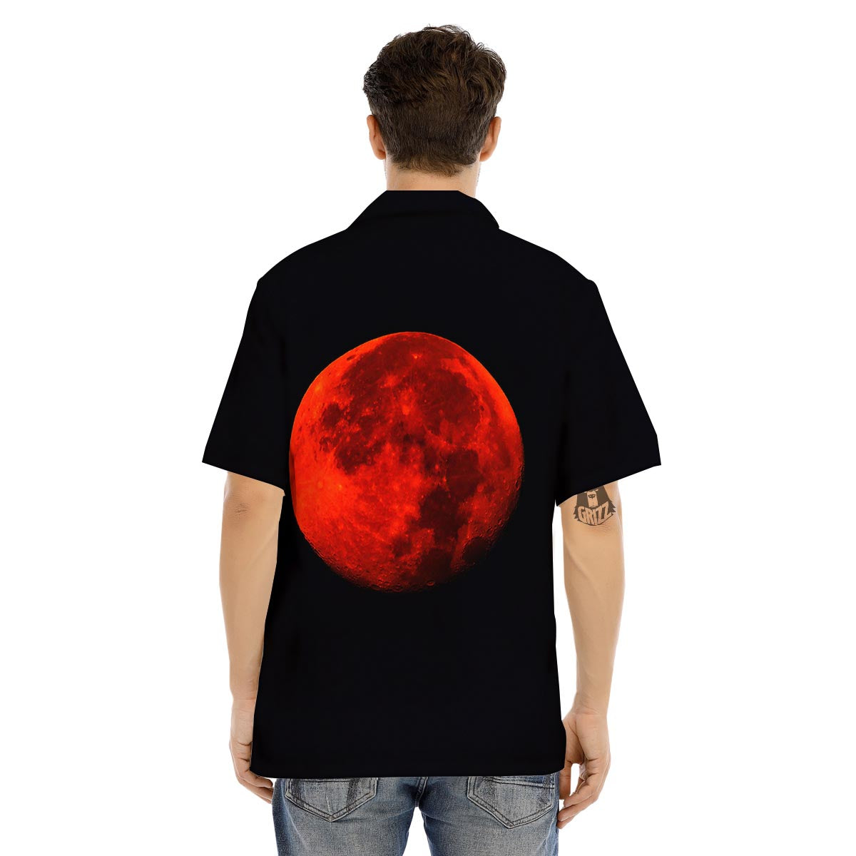 Lunar Eclipse Super Blood Moon Print Men's Hawaiian Shirt-grizzshop