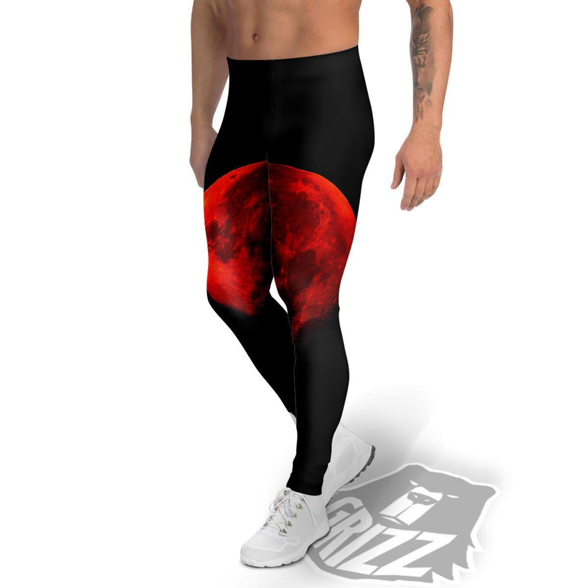 Lunar Eclipse Super Blood Moon Print Men's Leggings-grizzshop