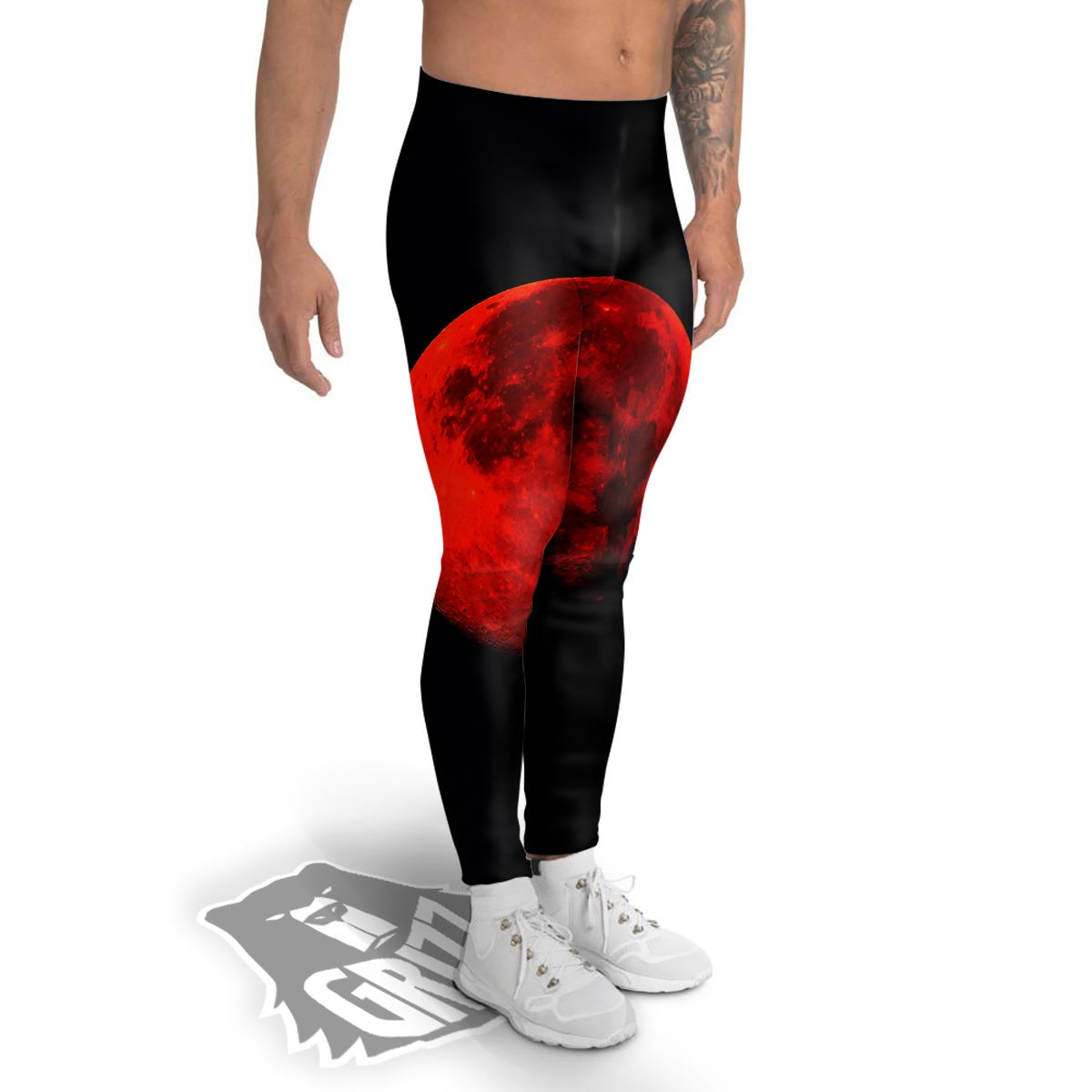 Lunar Eclipse Super Blood Moon Print Men's Leggings-grizzshop