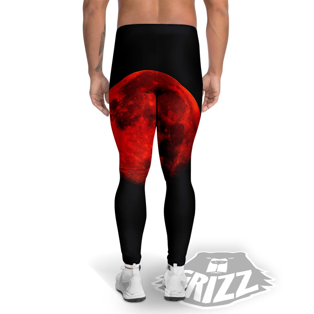 Lunar Eclipse Super Blood Moon Print Men's Leggings-grizzshop