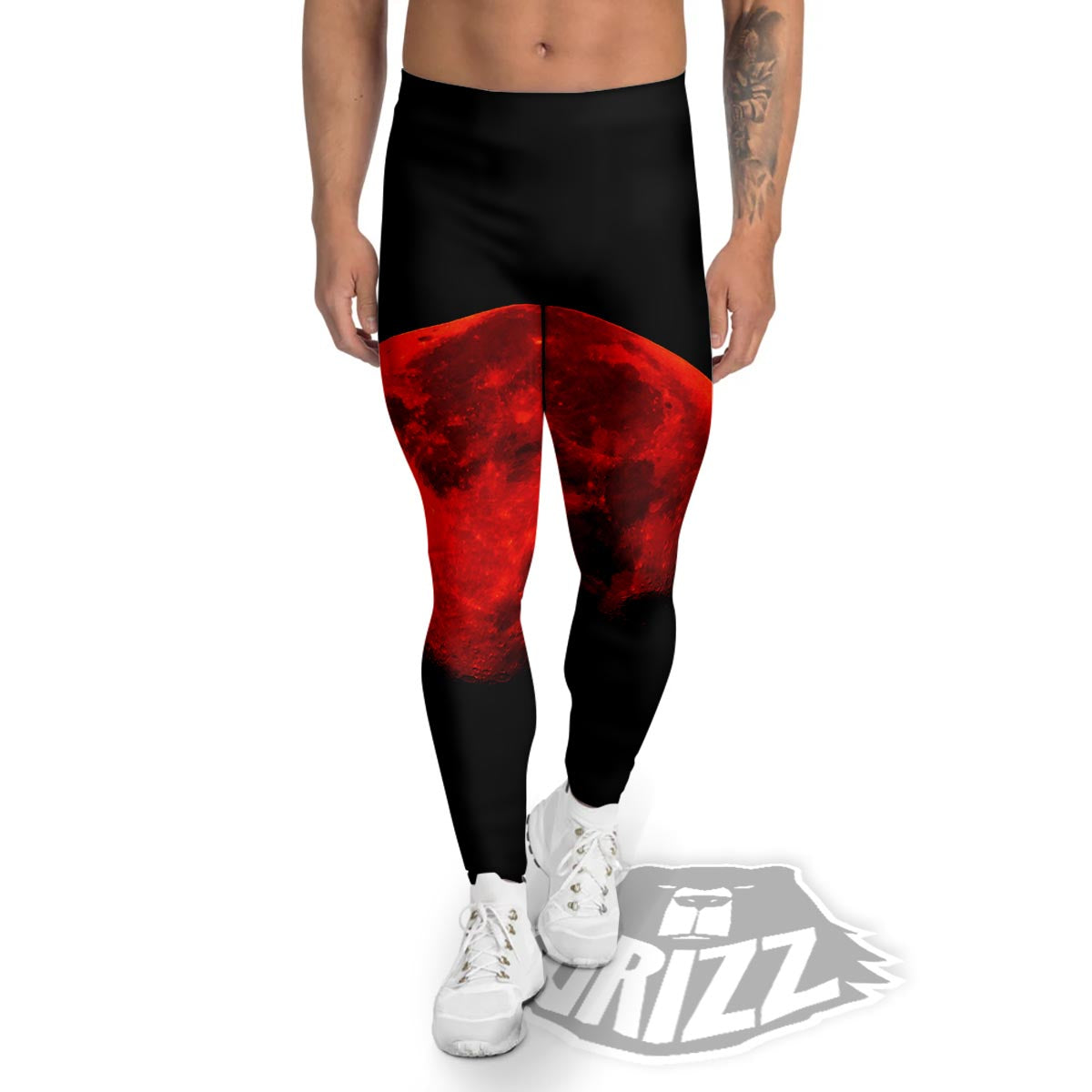 Lunar Eclipse Super Blood Moon Print Men's Leggings-grizzshop