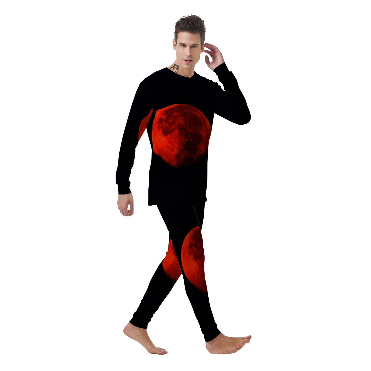 Lunar Eclipse Super Blood Moon Print Men's Pajamas-grizzshop