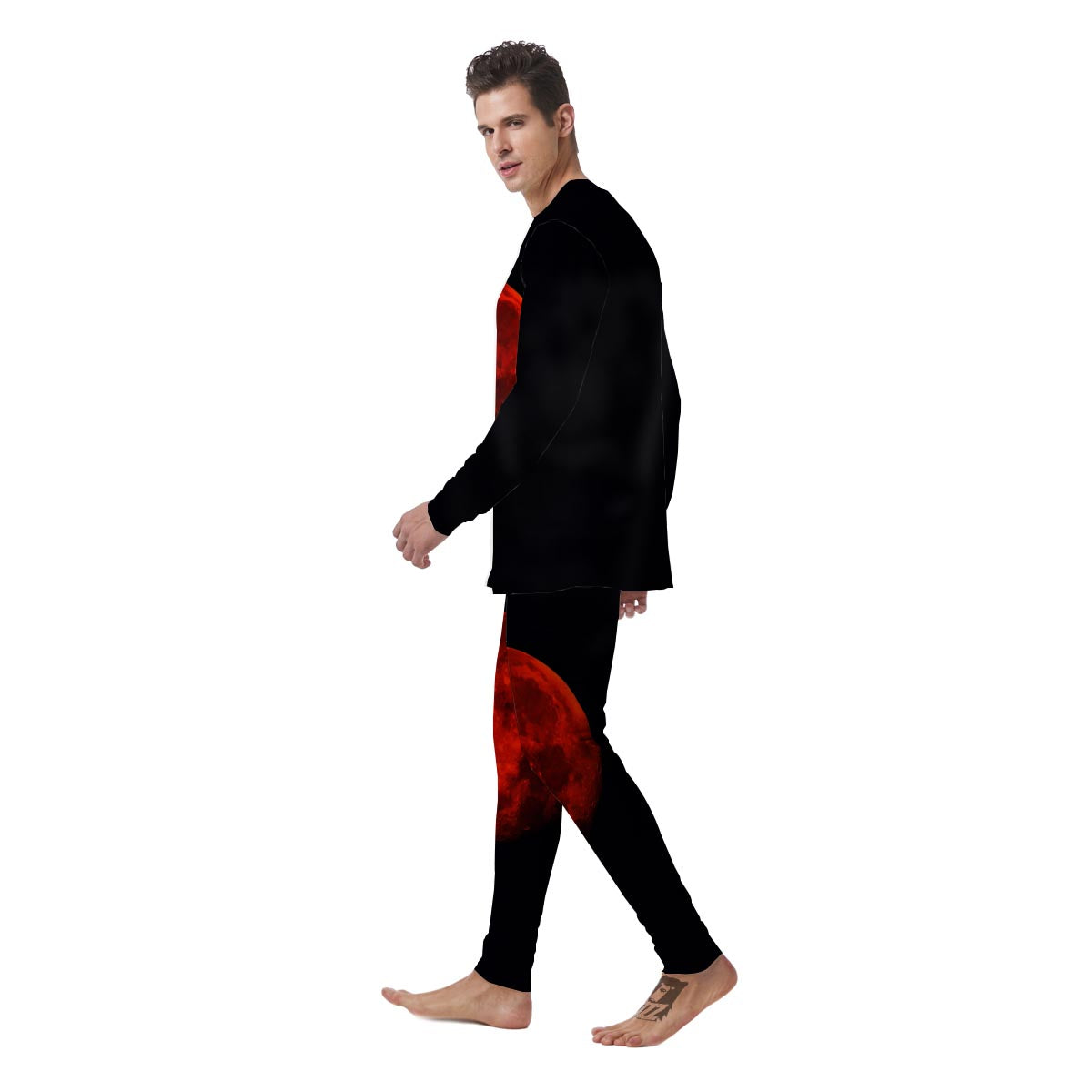 Lunar Eclipse Super Blood Moon Print Men's Pajamas-grizzshop