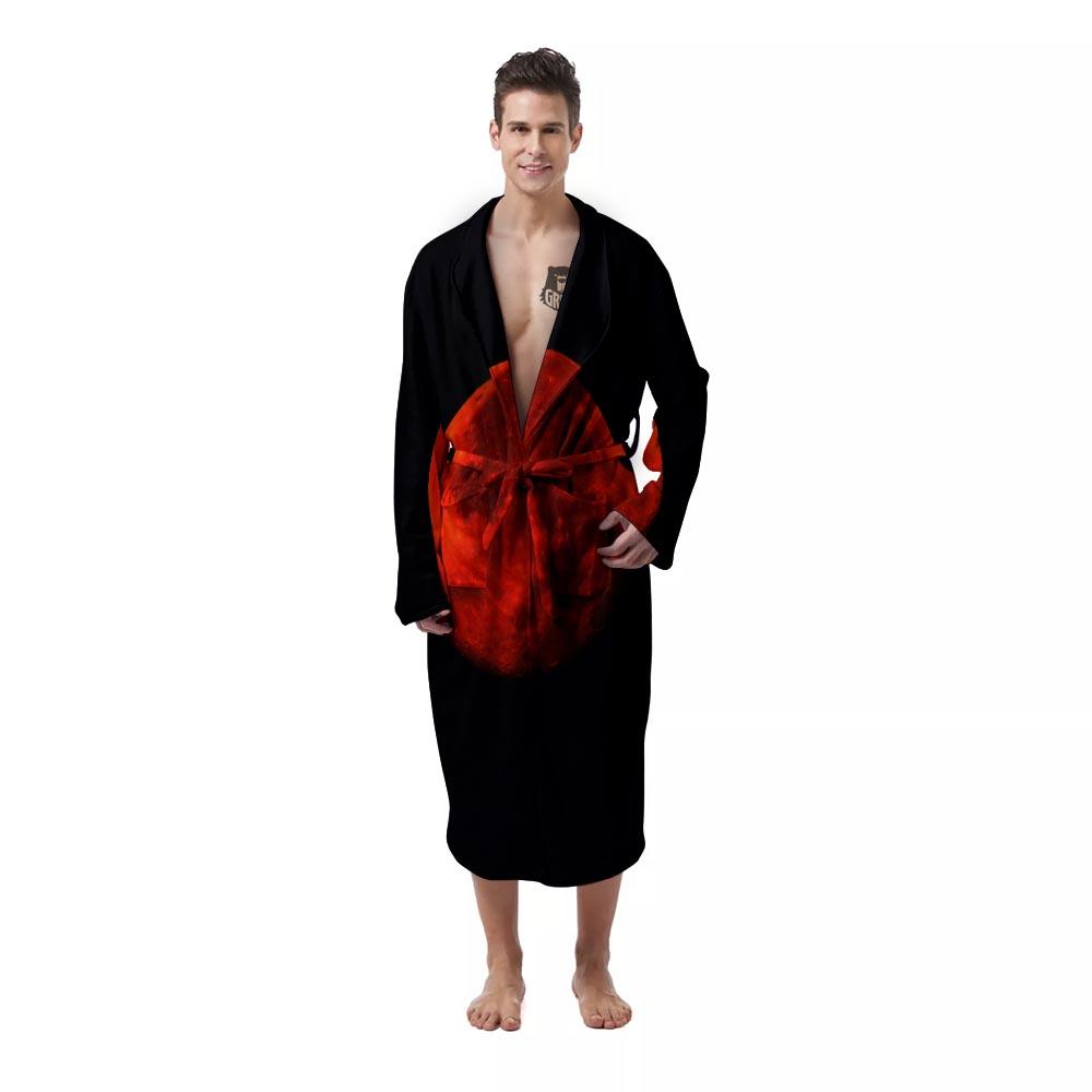 Lunar Eclipse Super Blood Moon Print Men's Robe-grizzshop