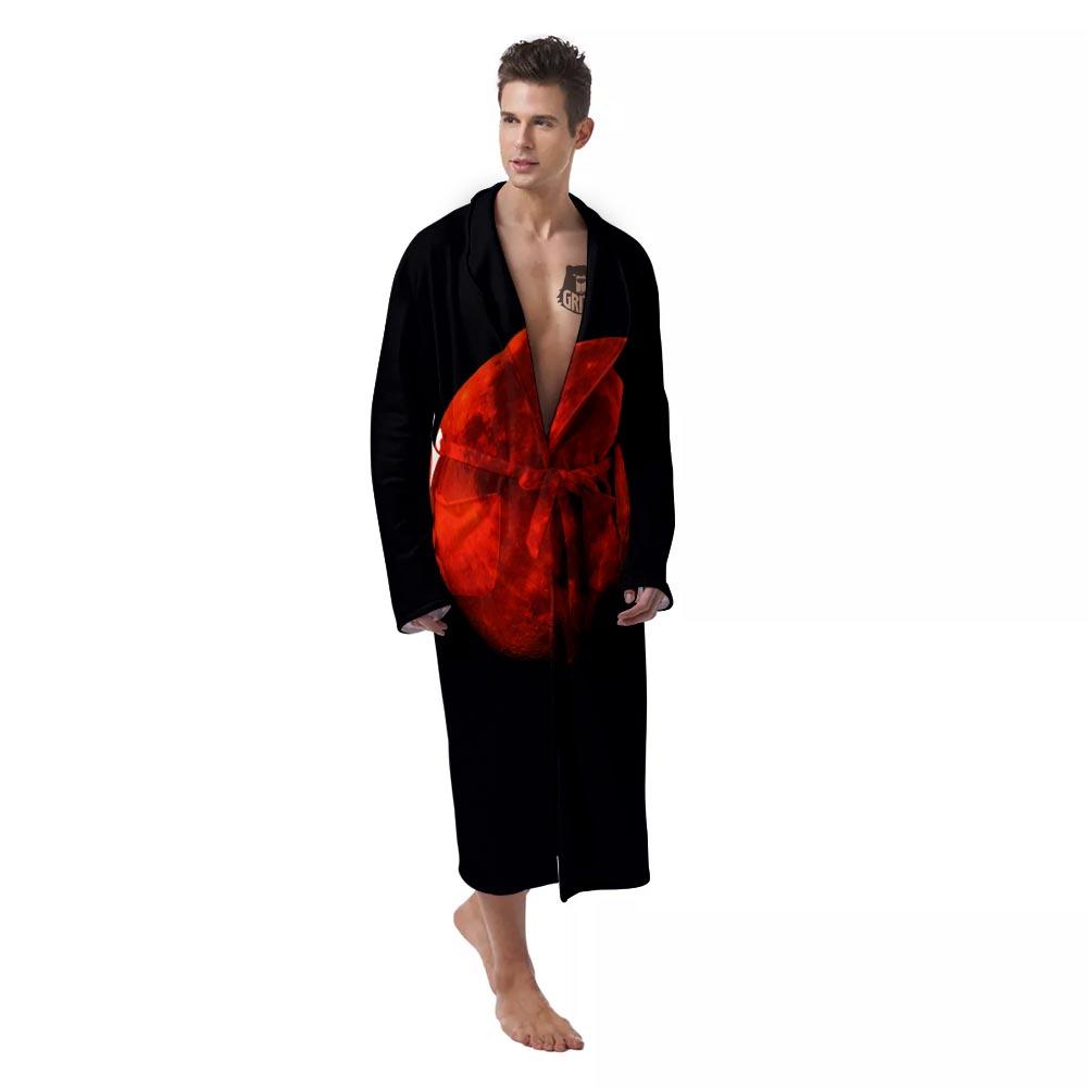 Lunar Eclipse Super Blood Moon Print Men's Robe-grizzshop