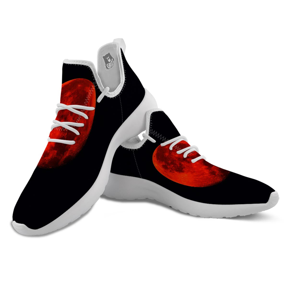 Lunar Eclipse Super Blood Moon Print White Athletic Shoes-grizzshop