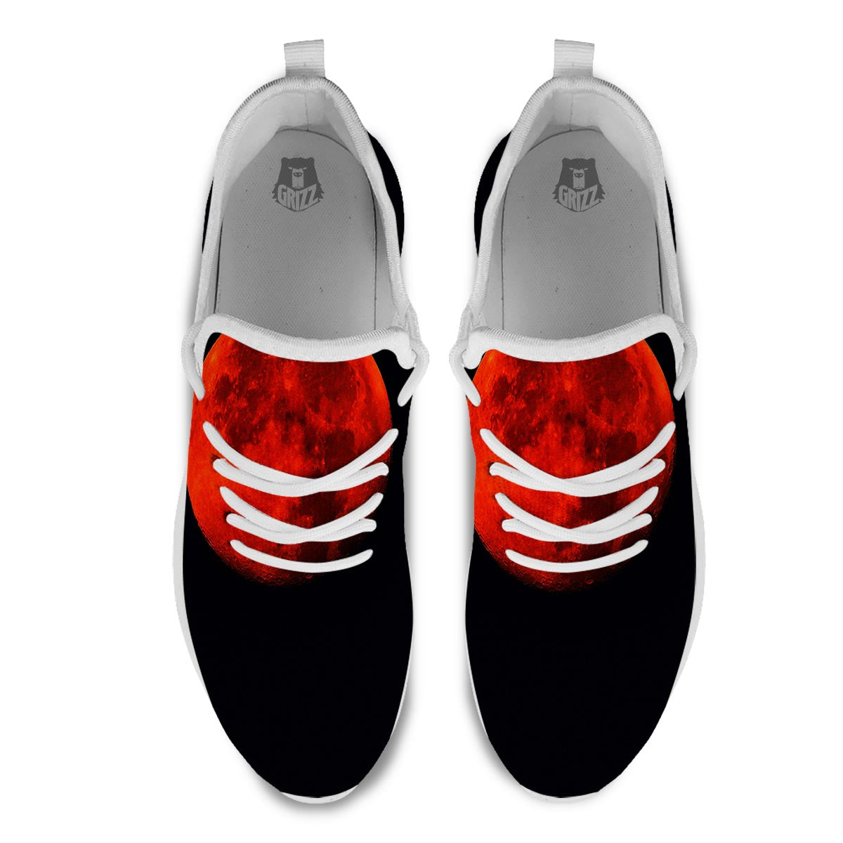 Lunar Eclipse Super Blood Moon Print White Athletic Shoes-grizzshop