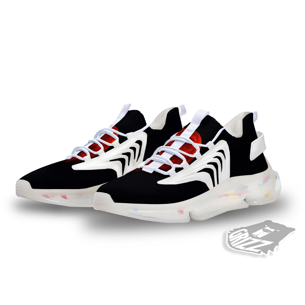 Lunar Eclipse Super Blood Moon Print White Gym Shoes-grizzshop