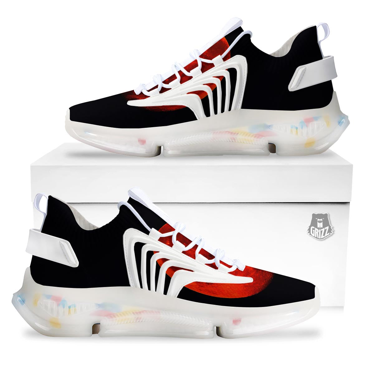 Lunar Eclipse Super Blood Moon Print White Gym Shoes-grizzshop