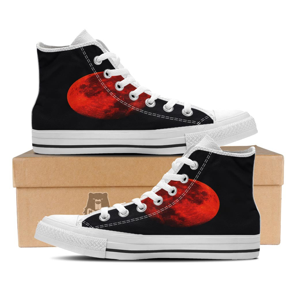 Lunar Eclipse Super Blood Moon Print White High Top Shoes-grizzshop