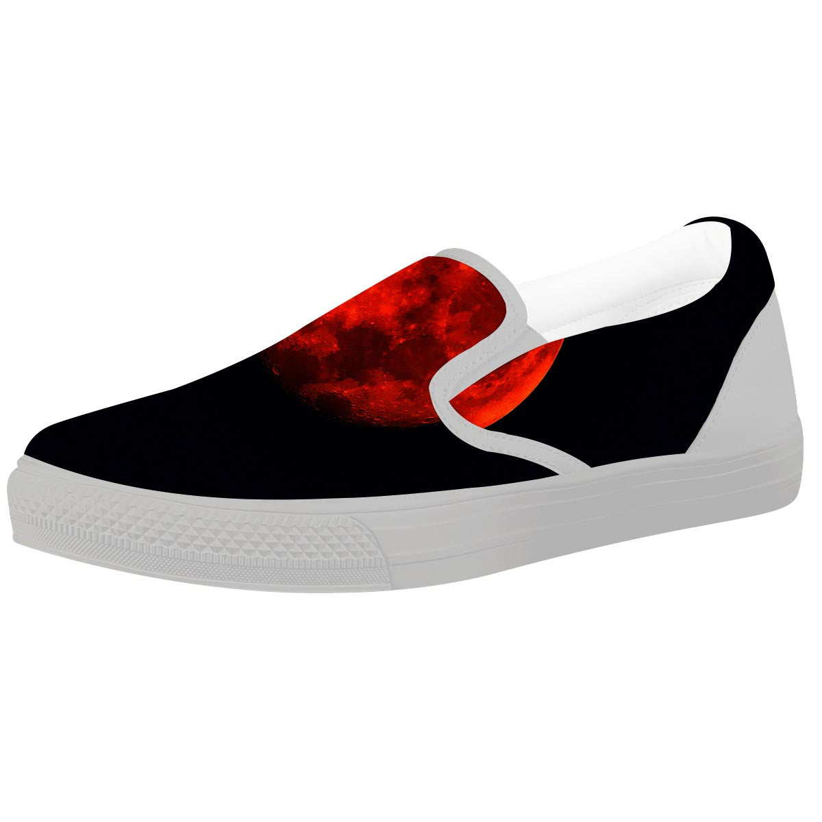 Lunar Eclipse Super Blood Moon Print White Slip On Shoes-grizzshop