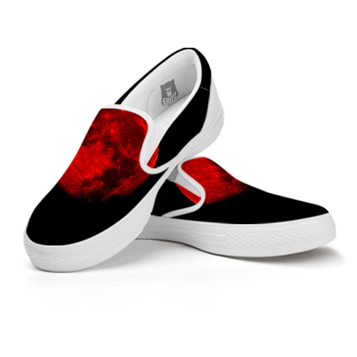 Lunar Eclipse Super Blood Moon Print White Slip On Shoes-grizzshop