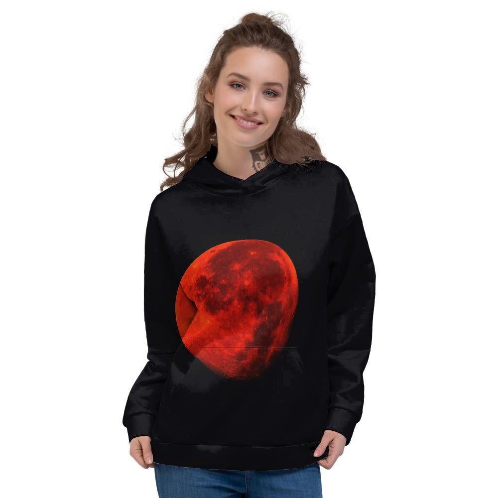 Lunar Eclipse Super Blood Moon Print Women's Hoodie-grizzshop