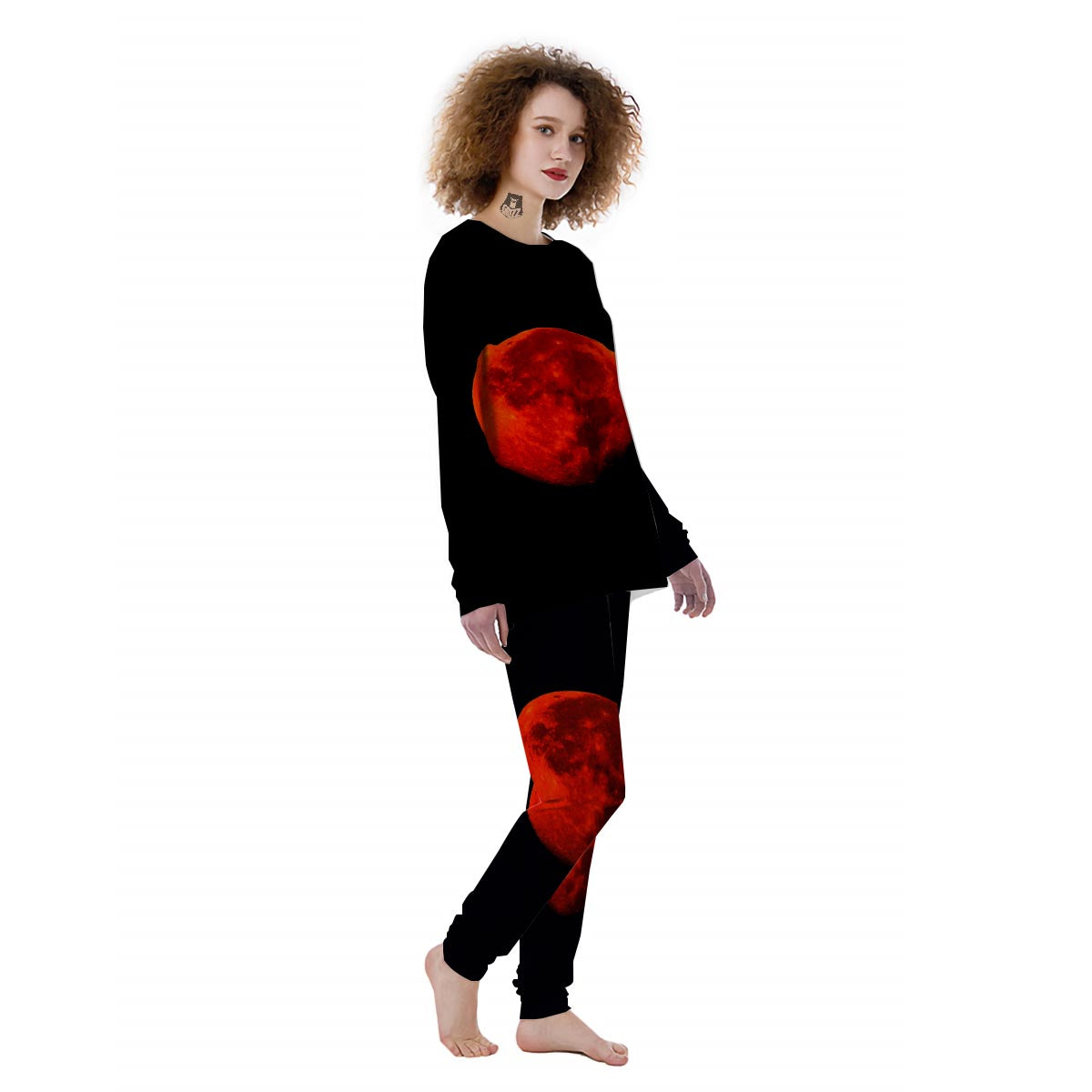 Lunar Eclipse Super Blood Moon Print Women's Pajamas-grizzshop
