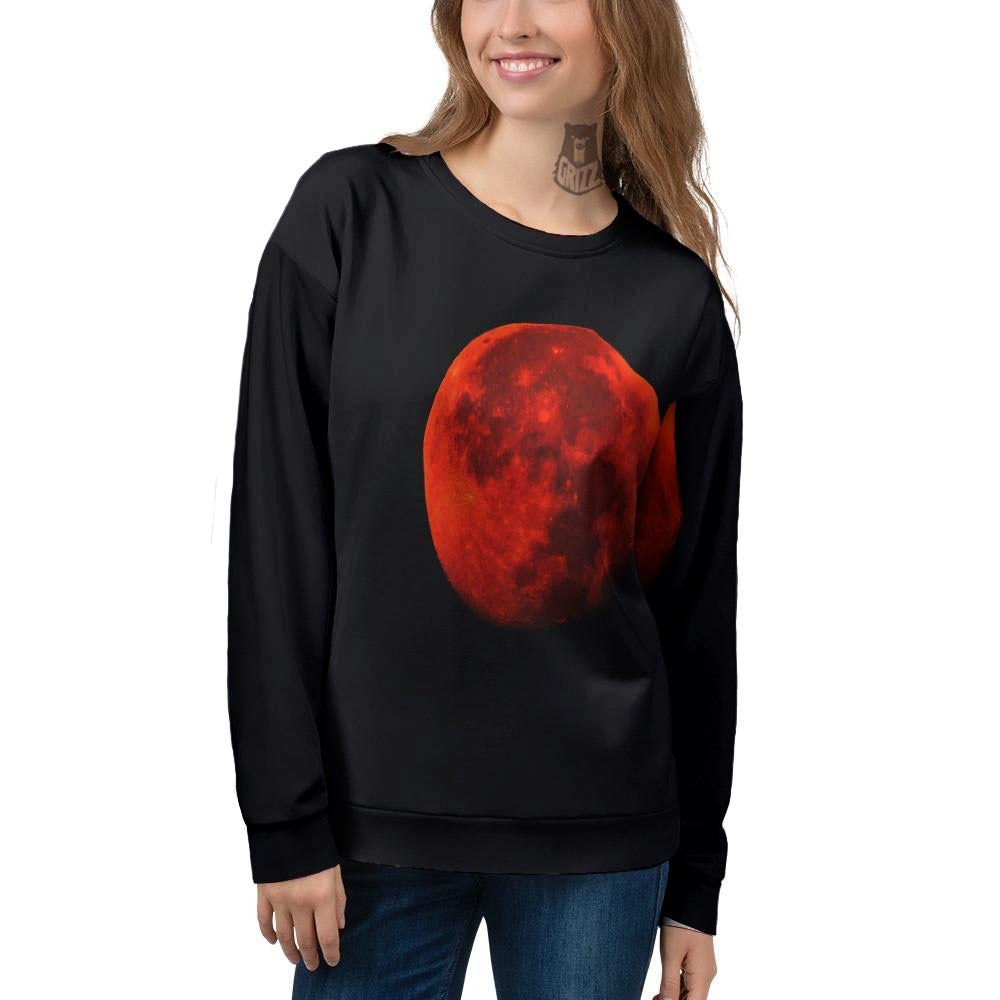 Lunar Eclipse Super Blood Moon Print Women's Sweatshirt-grizzshop
