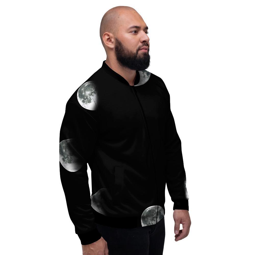 Lunar Phase Starry Sky Print Men's Bomber Jacket-grizzshop