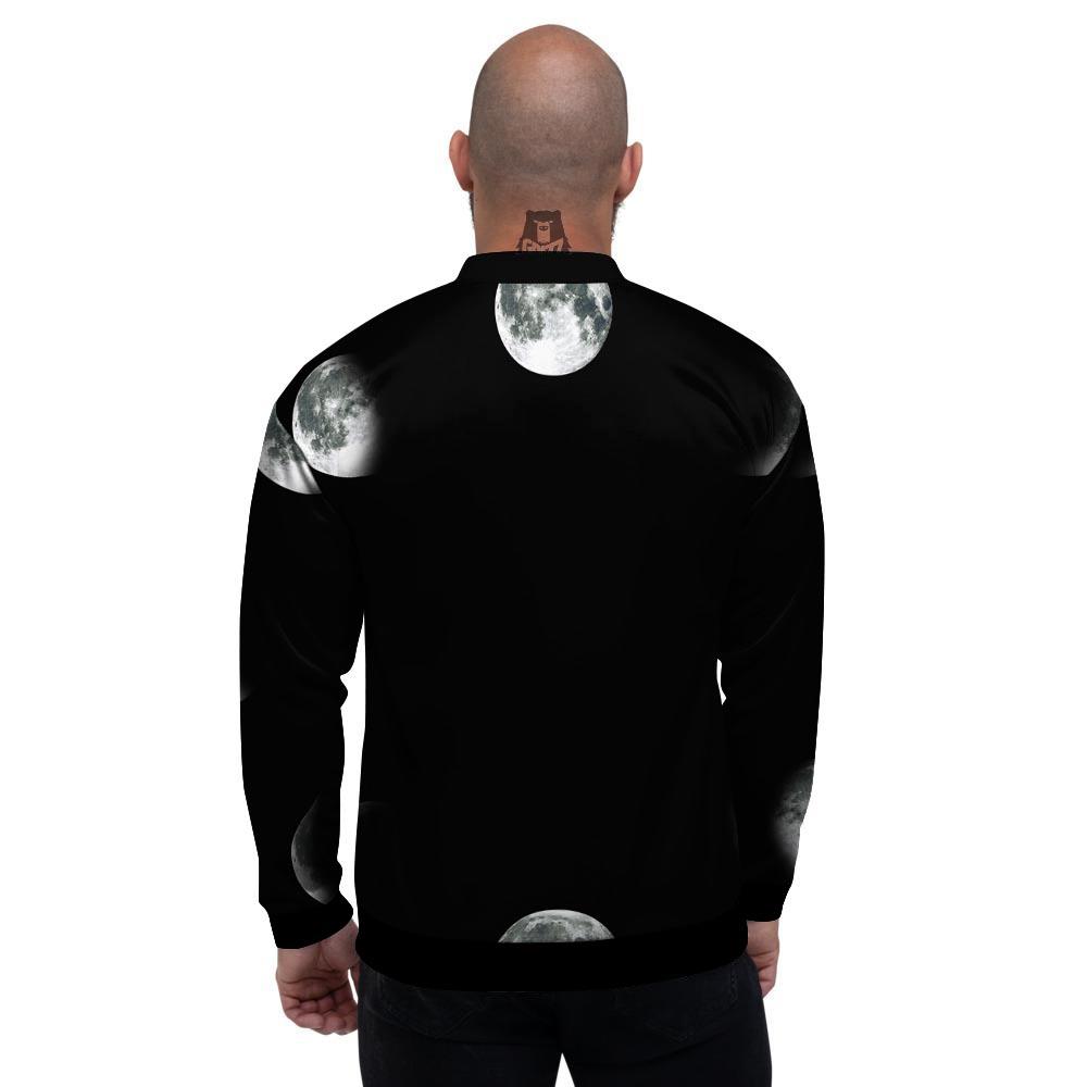 Lunar Phase Starry Sky Print Men's Bomber Jacket-grizzshop