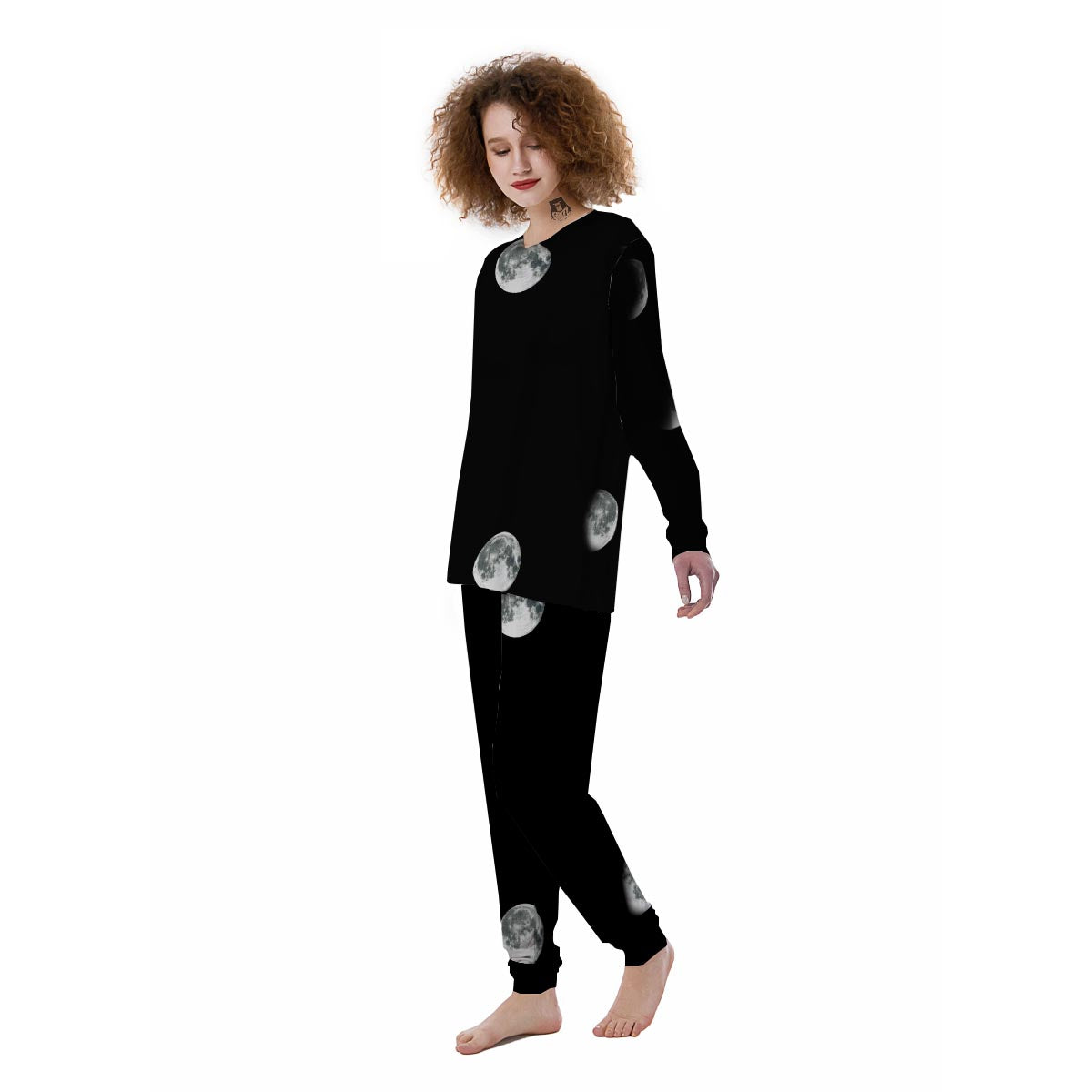 Lunar Phase Starry Sky Print Women's Pajamas-grizzshop