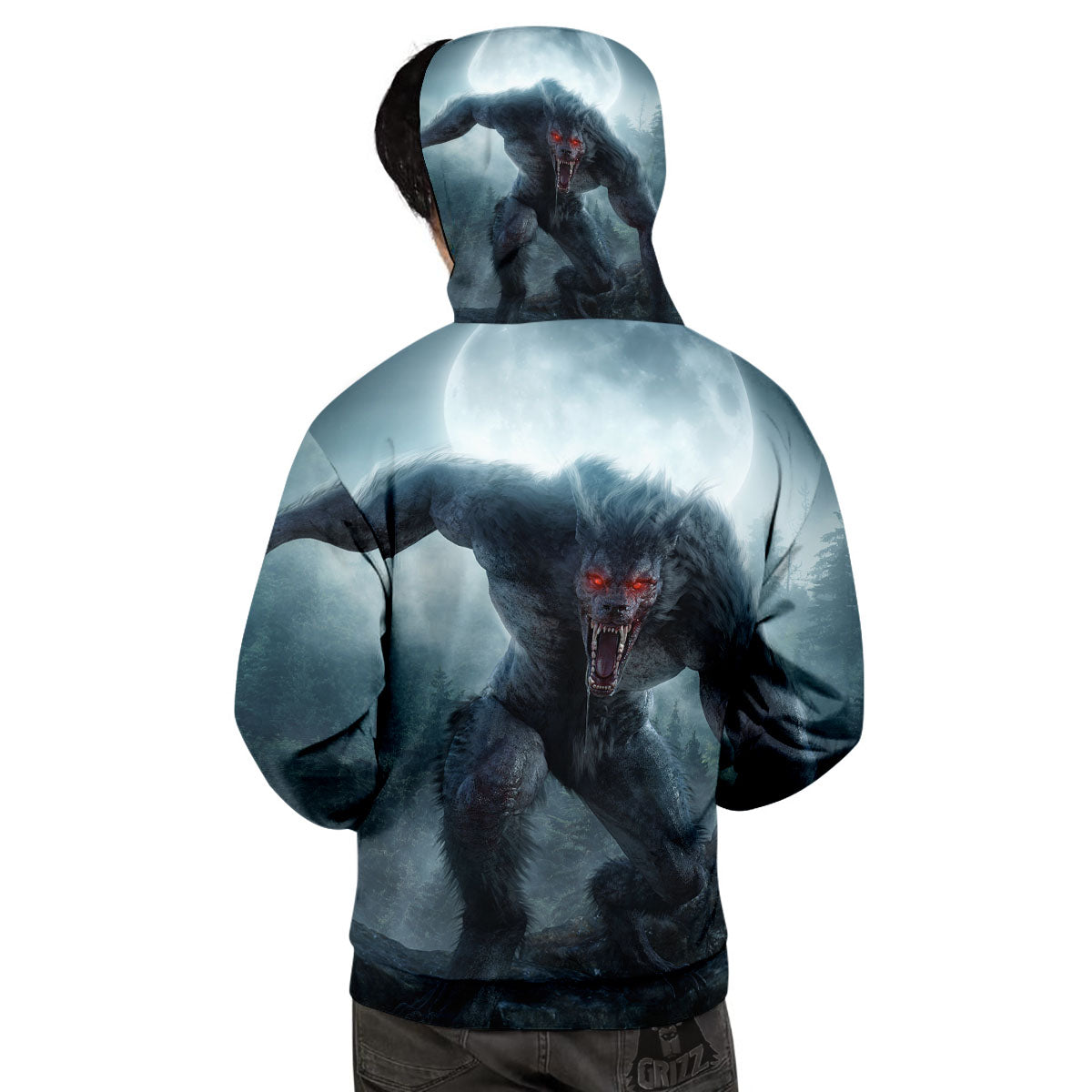 Lycan werewolf And Full Moon Print Men's Hoodie-grizzshop