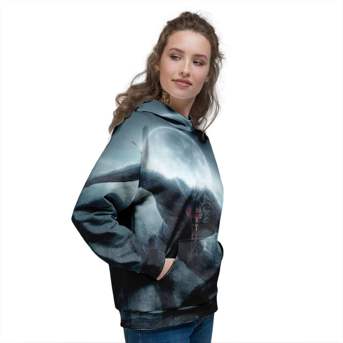 Lycan werewolf And Full Moon Print Women's Hoodie-grizzshop