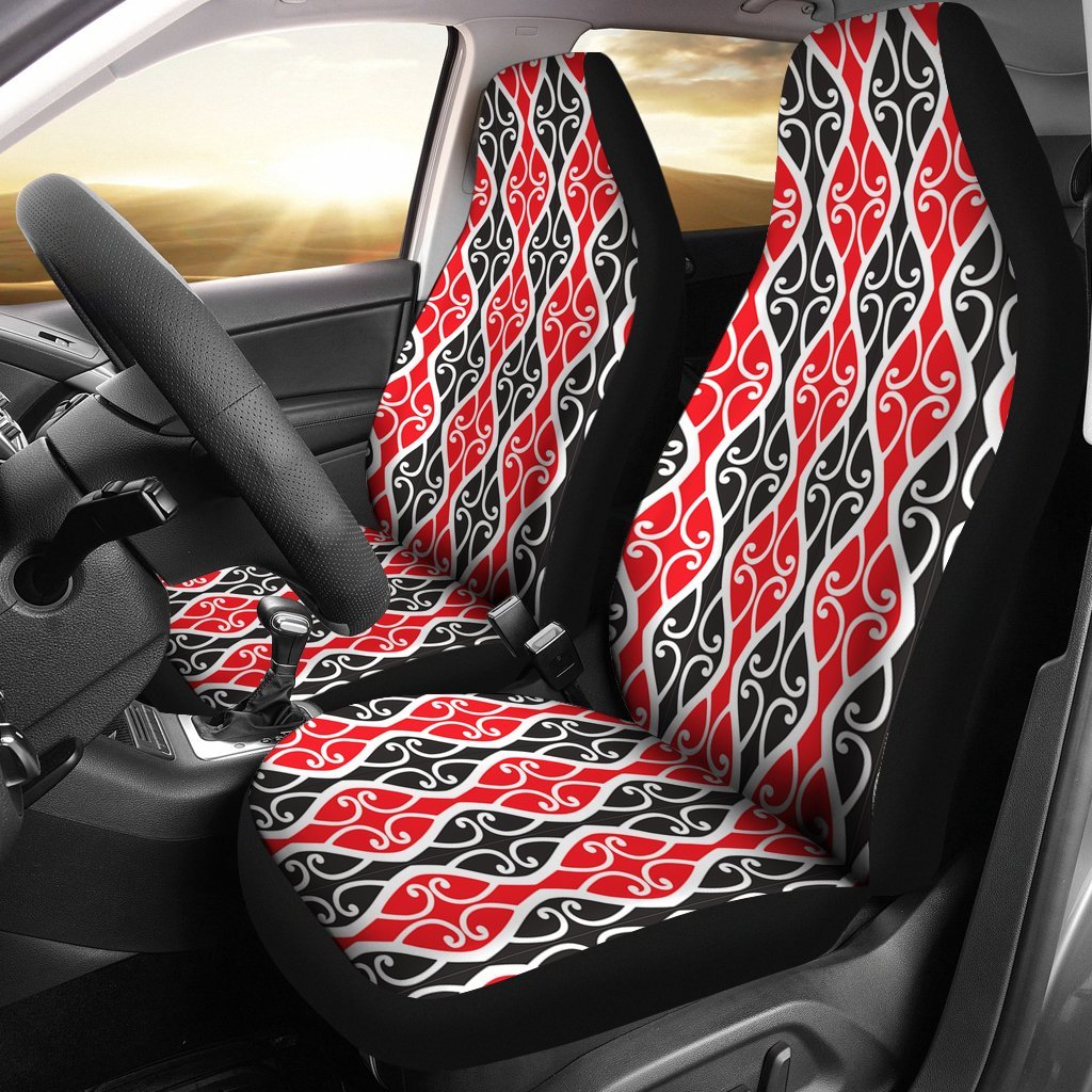 MAORI KOWHAIWHAI BLACK AND RED CAR SEAT COVER UNIVERSAL FIT-grizzshop