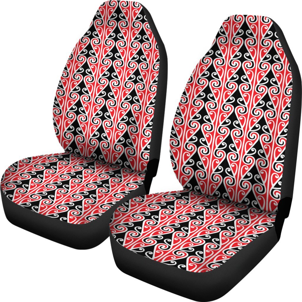 MAORI KOWHAIWHAI WHITE AND RED CAR SEAT COVER UNIVERSAL FIT-grizzshop