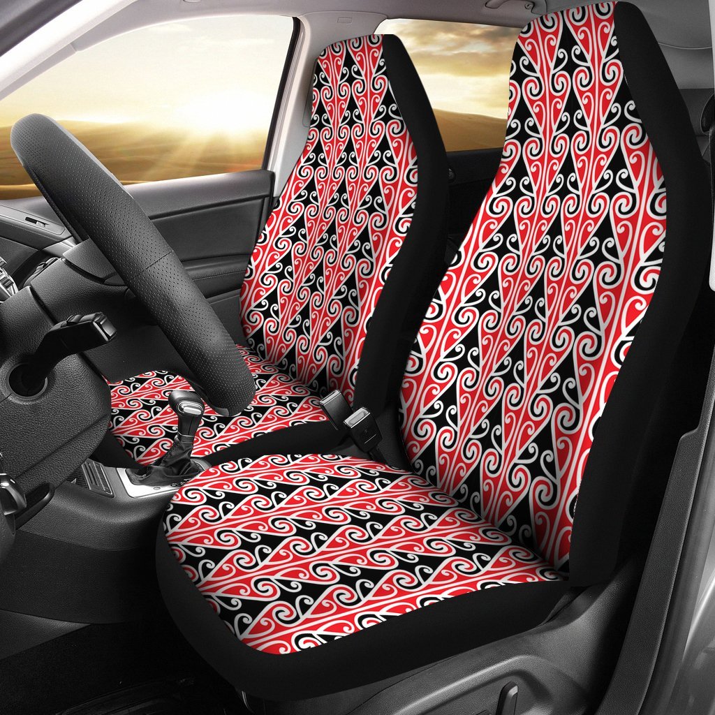 MAORI KOWHAIWHAI WHITE AND RED CAR SEAT COVER UNIVERSAL FIT-grizzshop