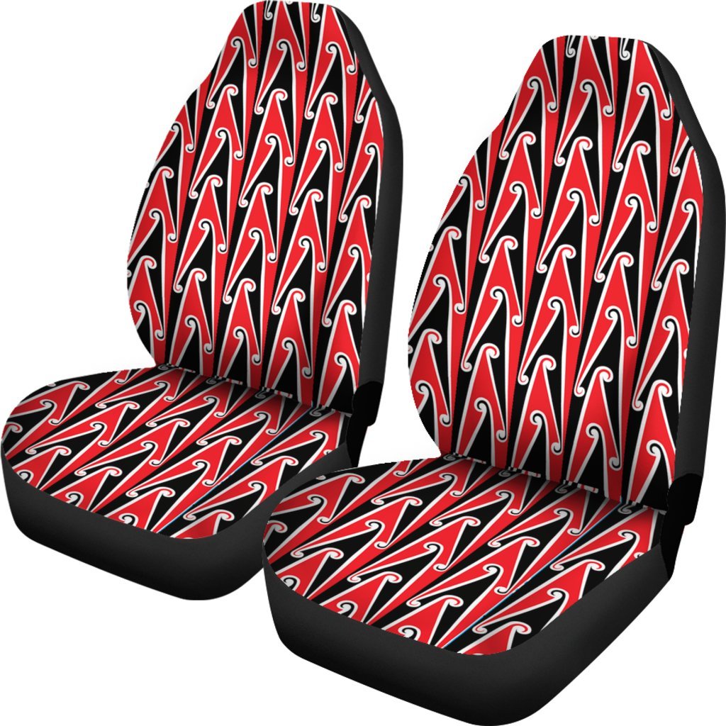 MAORI KOWHAIWHAI WHITE AND RED PATTERN CAR SEAT COVER UNIVERSAL FIT-grizzshop
