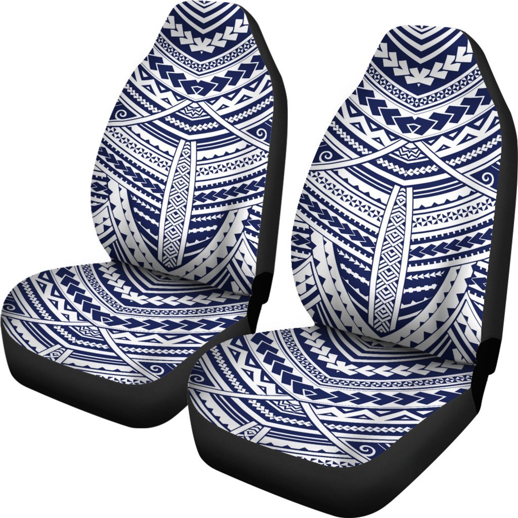 MAORI TATTOO BLUE PATTERN PRINT CAR SEAT COVER UNIVERSAL FIT-grizzshop