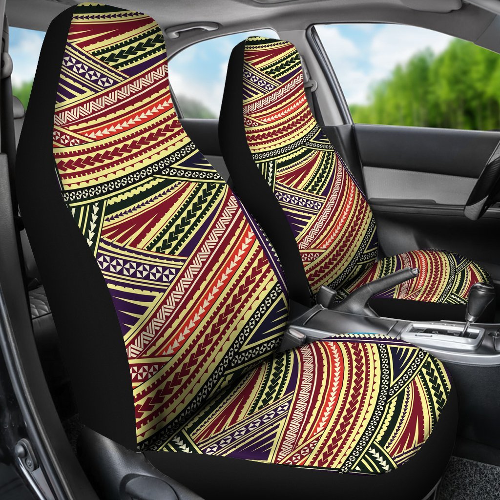 MAORI YELLOW AND RED PATTERN PRINT CAR SEAT COVER UNIVERSAL FIT-grizzshop