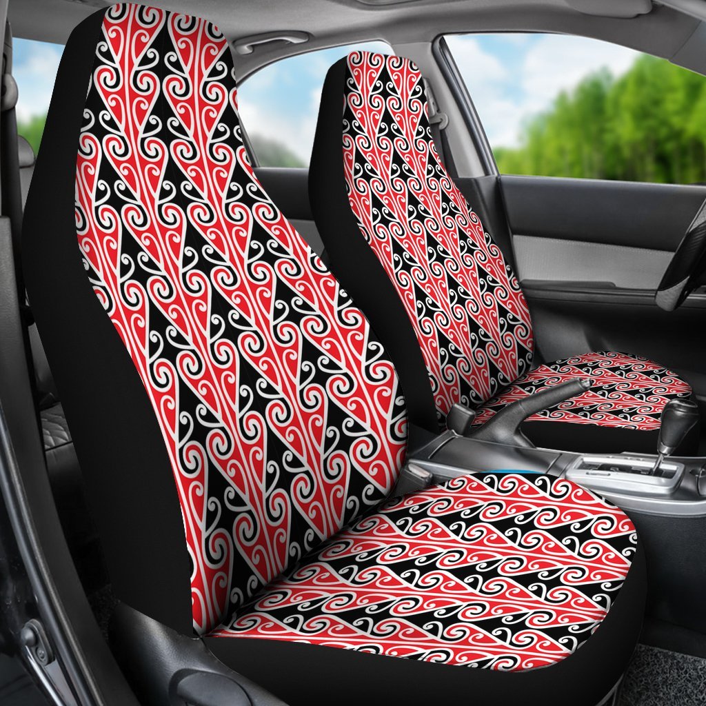 MAORI KOWHAIWHAI WHITE AND RED CAR SEAT COVER UNIVERSAL FIT-grizzshop