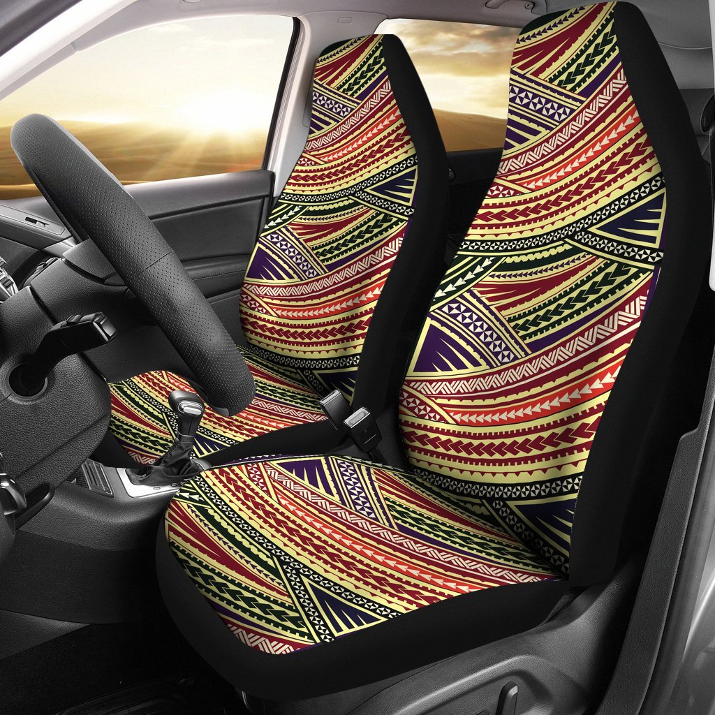 MAORI YELLOW AND RED PATTERN PRINT CAR SEAT COVER UNIVERSAL FIT-grizzshop