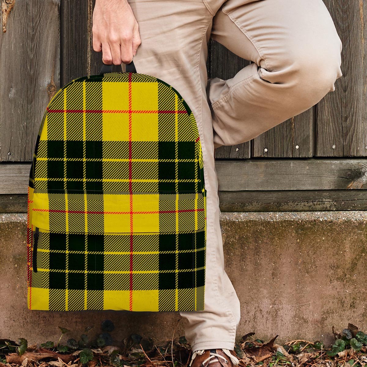 MacLeod Yellow Plaid Tartan Backpack-grizzshop