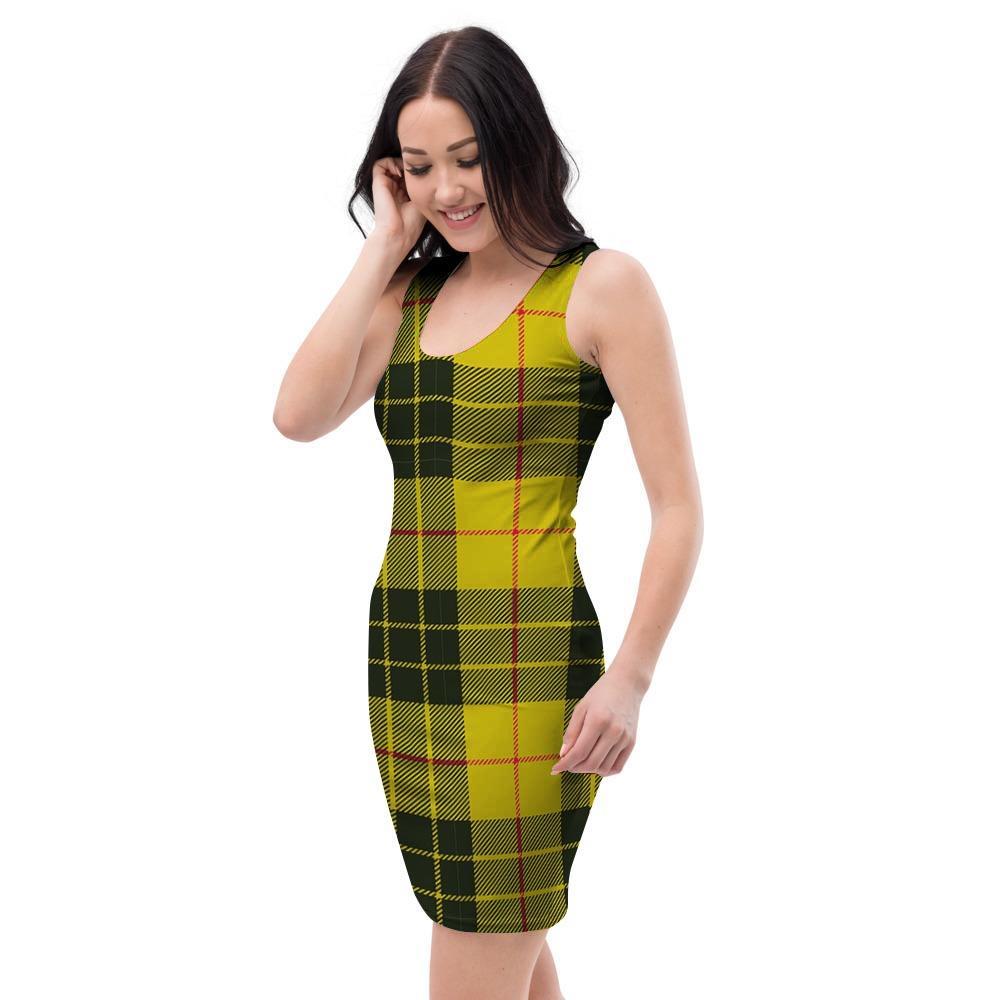 MacLeod Yellow Plaid Tartan Bodycon Dress-grizzshop