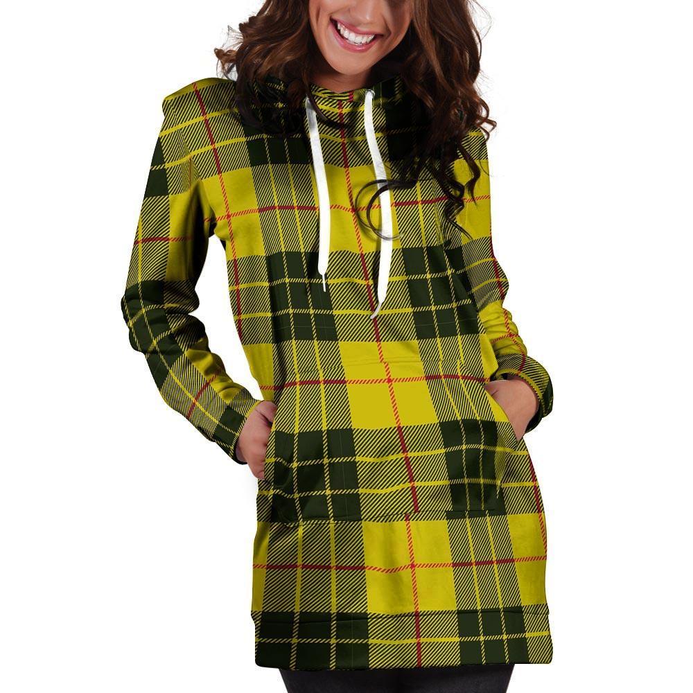 MacLeod Yellow Plaid Tartan Hoodie Dress-grizzshop