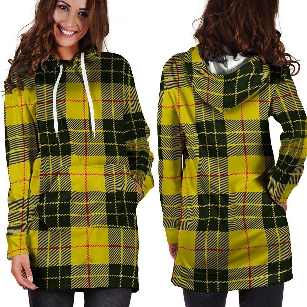 MacLeod Yellow Plaid Tartan Hoodie Dress-grizzshop