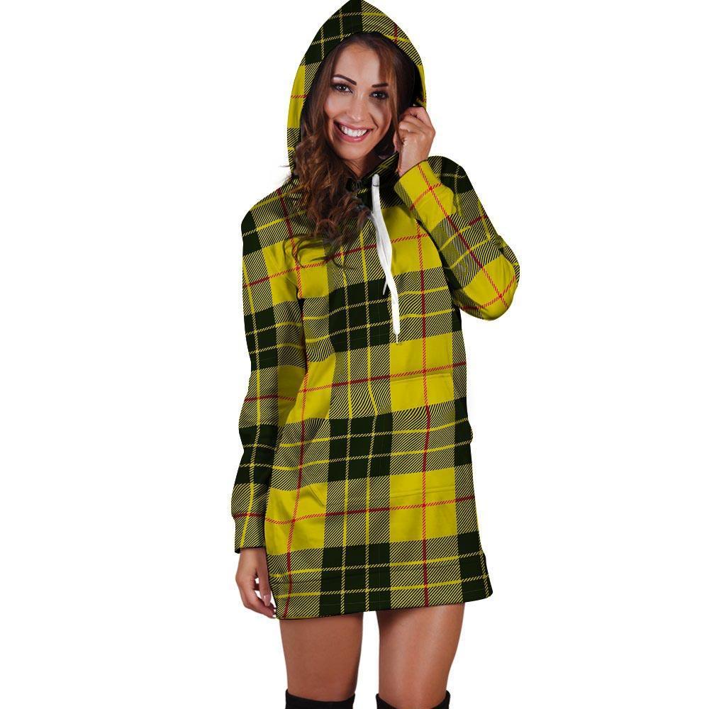 MacLeod Yellow Plaid Tartan Hoodie Dress-grizzshop