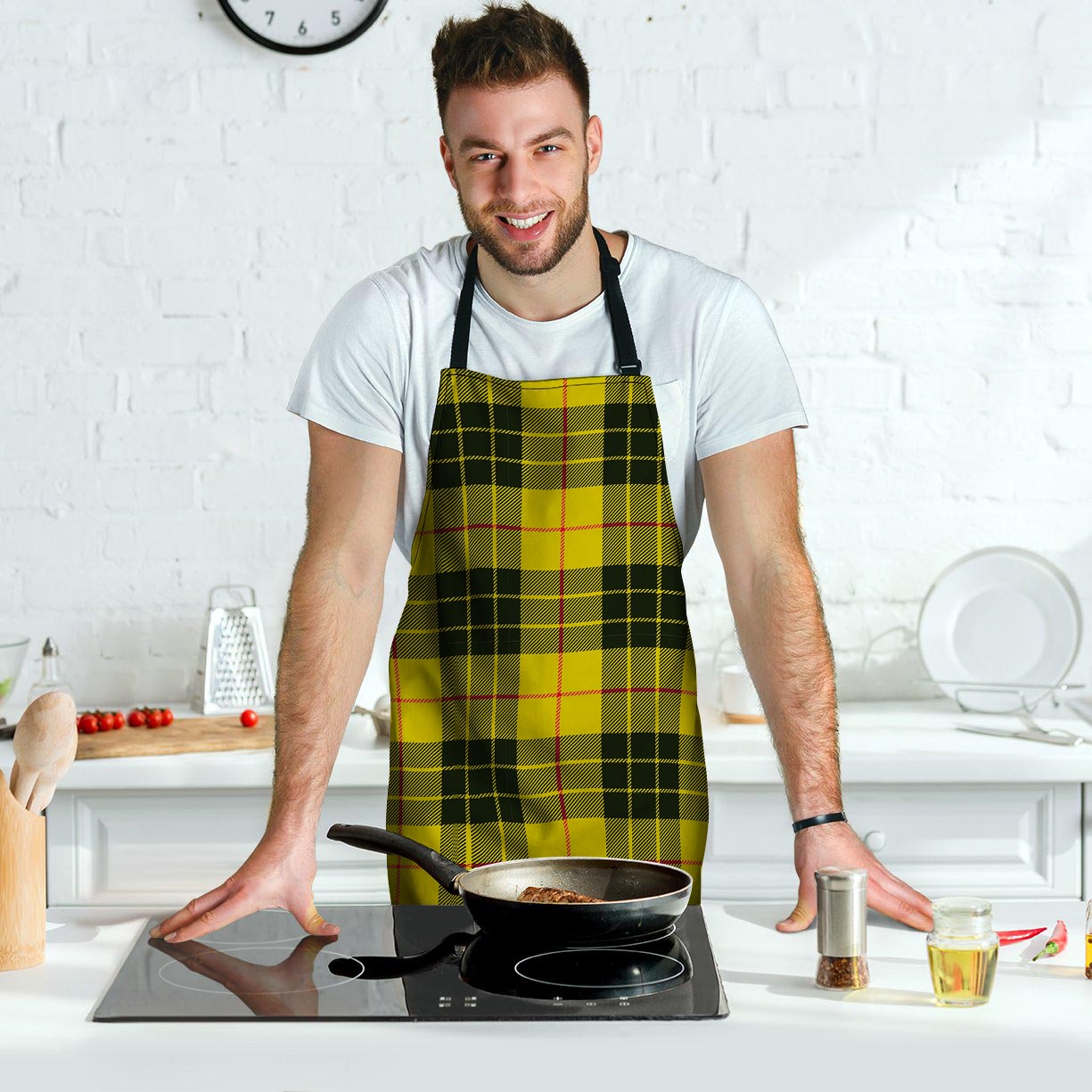 MacLeod Yellow Plaid Tartan Men's Apron-grizzshop