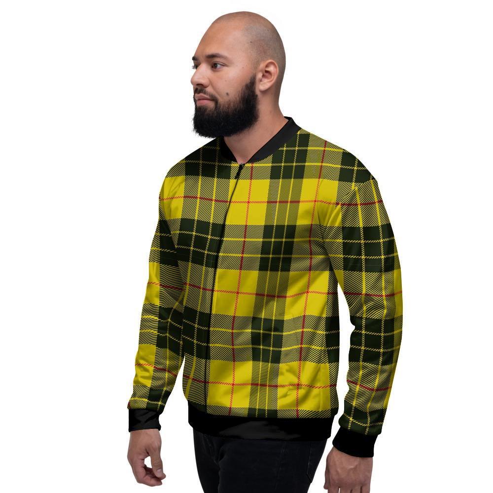 MacLeod Yellow Plaid Tartan Men's Bomber Jacket-grizzshop