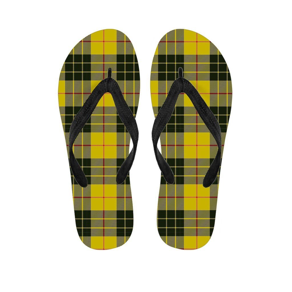 MacLeod Yellow Plaid Tartan Men's Flip Flops-grizzshop