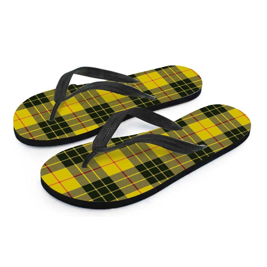 MacLeod Yellow Plaid Tartan Men's Flip Flops-grizzshop